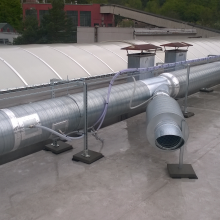Napojení perf. trubic do potrubí odvádějícího vzdušinu z 2. lakovací linky